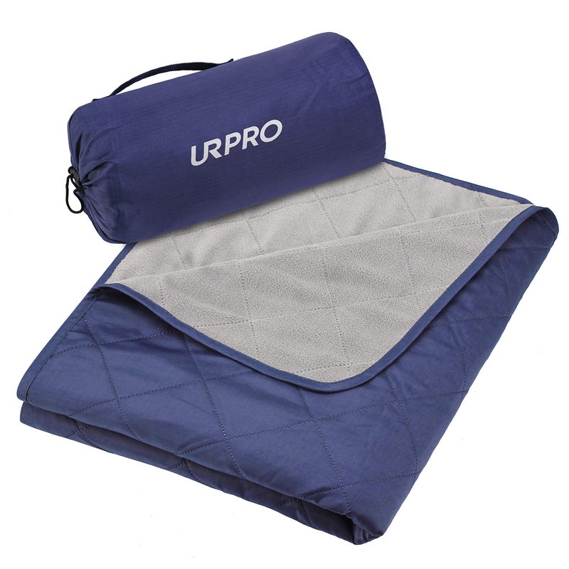URPRO Waterproof Warm Fleece Outdoor Blanket Extra Large Lightweight Portable with Carry Bag for Stadium, Picnic, Camping, Beach, Dogs, Sofa Blue - Image 1
